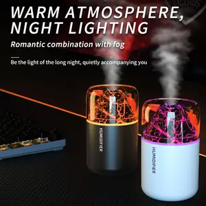 H05 Mini Volcanic Lava Humidifier, Colorful Atmosphere Light, Car Aromatherapy Diffuser, Suitable for Bedroom and Office, Boosts Air Humidity