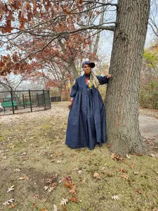 Indigo Blue Denim Harusi Kimono: Maxi Duster Coat