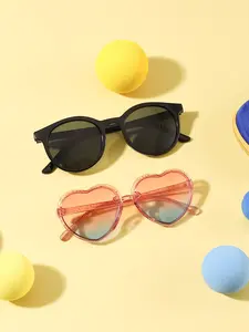 Sweet Heart Round Frame Cute Casual Trendy Summer Glasses for Kids 4-8 Years, Lightweight Durable, Perfect for Daily and Holiday Parties