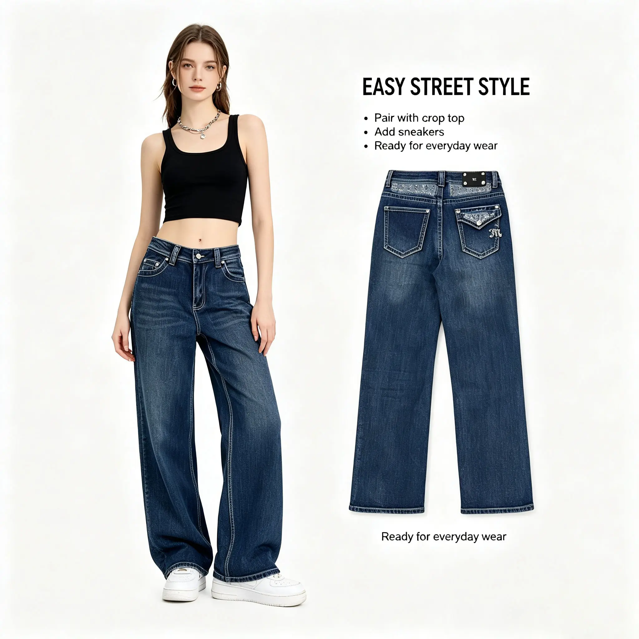 Y2K Western Rhinestone Bootcut Jeans High Waist Dark Wash Stretch Denim Pants For Women, Crystal Studded Waist Ornate Embroidery Back Pockets, Cowgirl Concert Outfits Tummy Control Fit All Hip Sizes