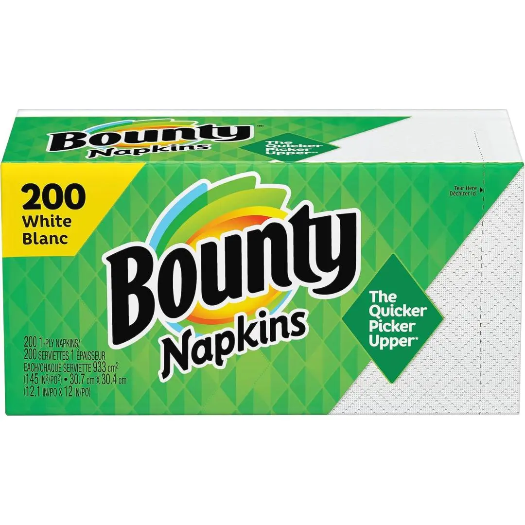 Bounty Paper Napkins, White, 1 Pack, 200 Sheets per Pack