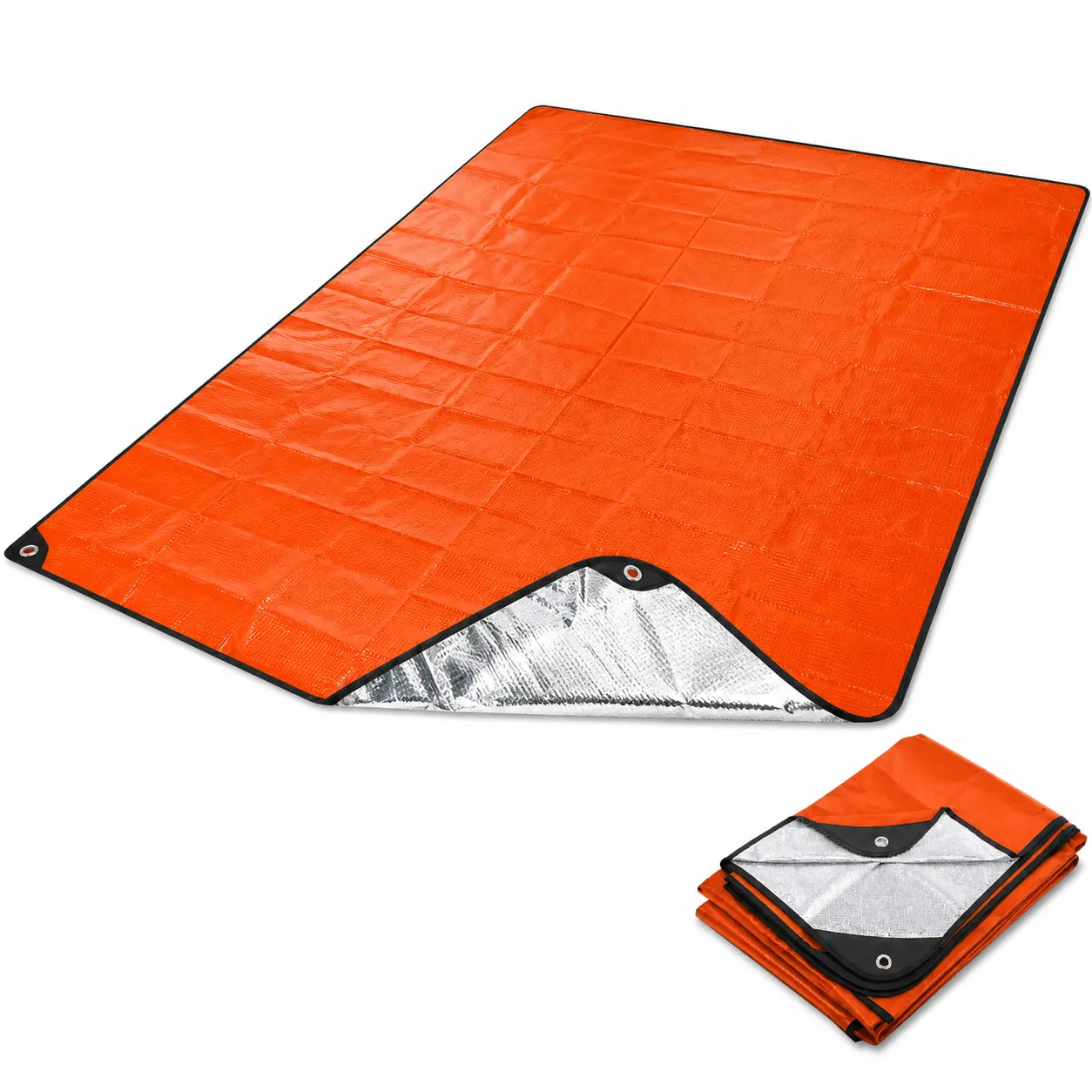Mylar Emergency Thermal Blanket - Aluminum Reflective, Waterproof Survival Tarp with Reinforced Grommets, Lightweight Compact Foldable Portable for Outdoor Camping, Hiking Camping, Mountaineering