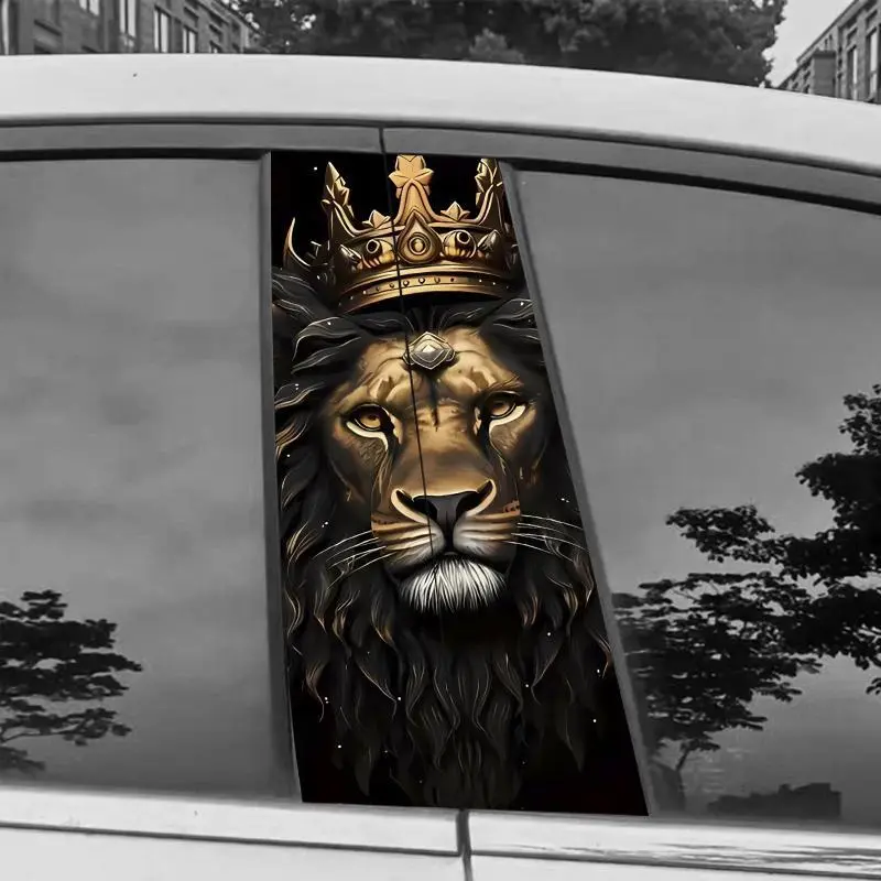 Bold 3D Lion Graphic Vinyl Decals for Car Vehicle Decoration, Waterproof, UV-Resistant & Self-Adhesive for Windows or Doors