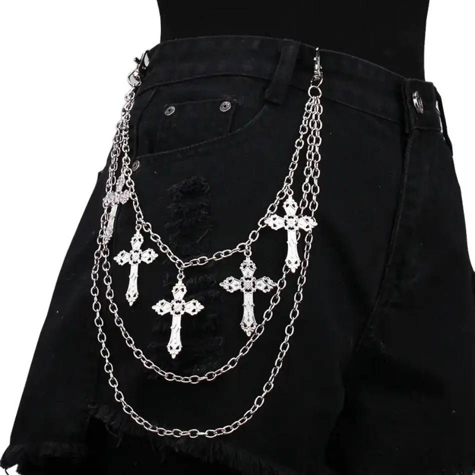 Punk Trousers Chain, Layered Bling Chain Accessory for Male with Silvery Charm Detail, Nice Gift for Husband, Alloy Chain