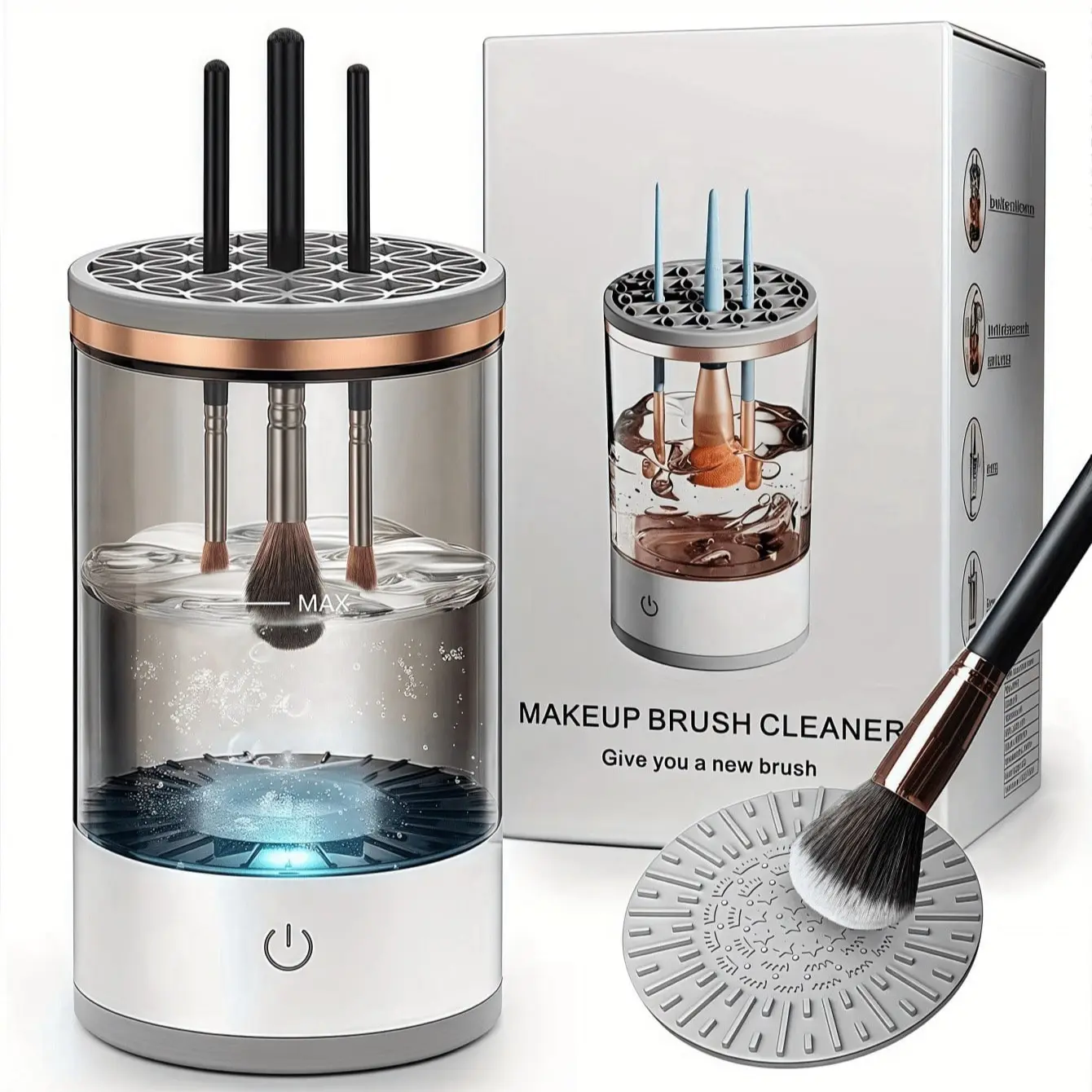 USB Electric Makeup Brush Cleaner, Automatic Makeup Brush Cleaning Tool, Home Beauty Tool, Fast & Efficient Deep Cleaning, Easy Clean Brush, Portable for Travel & Home Use, Cleansing, Makeup Brush Cleanser, Automatic Brush Washer, Cosmetic Brush Cleaner