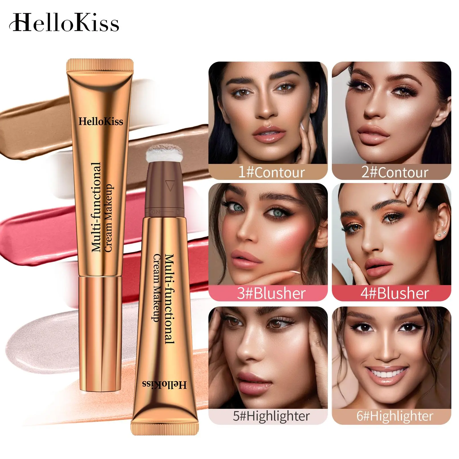 3-in-1 Cream Contour, Blush & Highlighter Stick - Smooth, Shimmer, Sponge-Dot Apply Multi-Use Face Sculpting Cosmetics for Natural Radiant Glow, Everyday Beauty Essentials