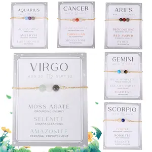 Zodiac Bracelets for Women 12 Constellations Crystal Stone Beads Bracelet Birthday Zodiac Gifts Horoscope Spiritual Bracelet