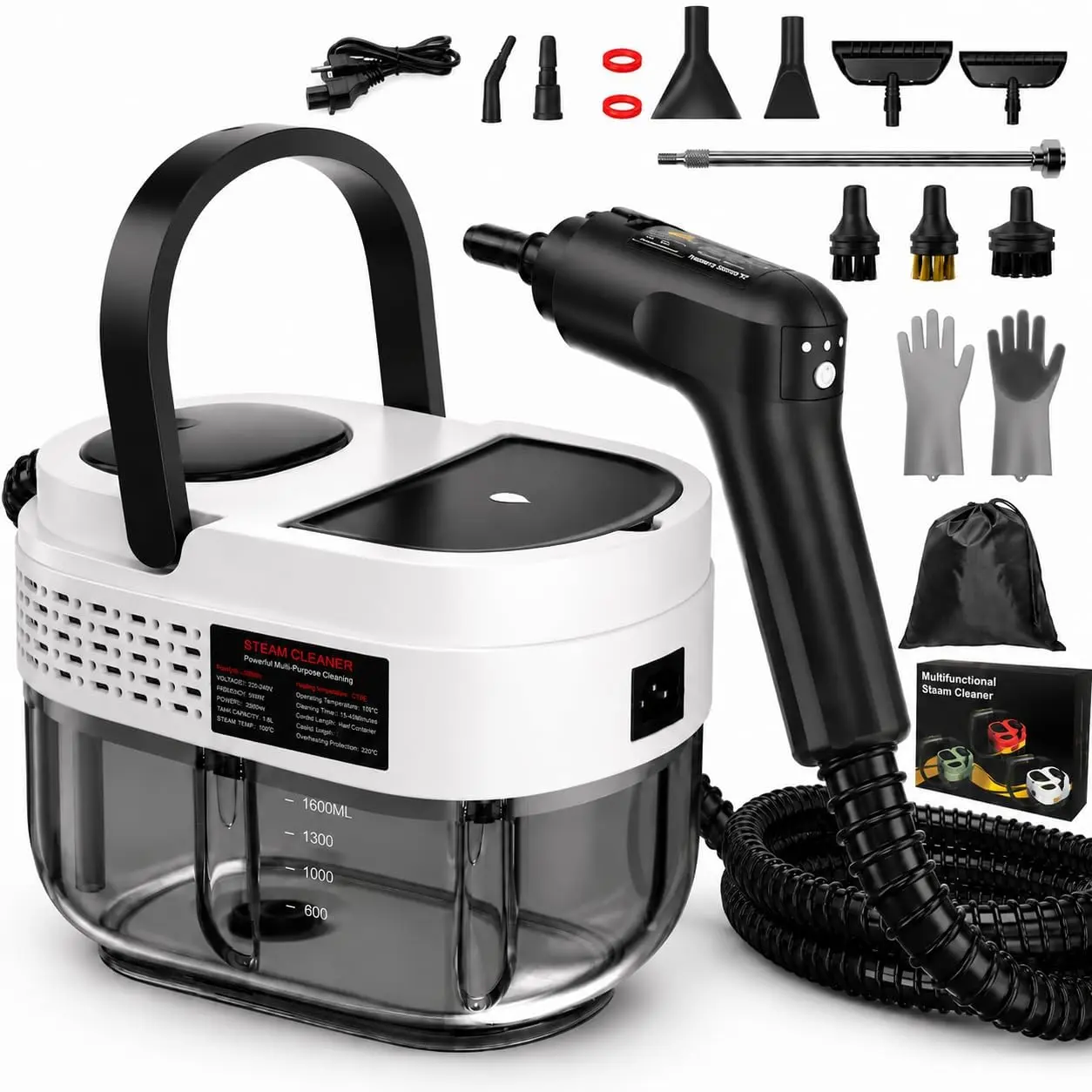 Handheld Steam Cleaner for , 2500W High  Steam Cleaner for  Detailing, 3 Steam Levels, 1600Ml , High Heat Steamer for , Couch, Furniture, Kitchen, Bathroom, Floors