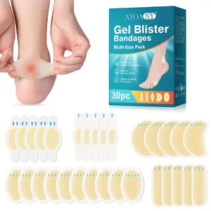 Atoany Gel Heel Cushion Pads 30pcs Mixed Pack, Foot Care Gel Bandages for Blister Prevention, Waterproof & Sweatproof, Ideal for Outdoor Sports, Waterproof Protection
