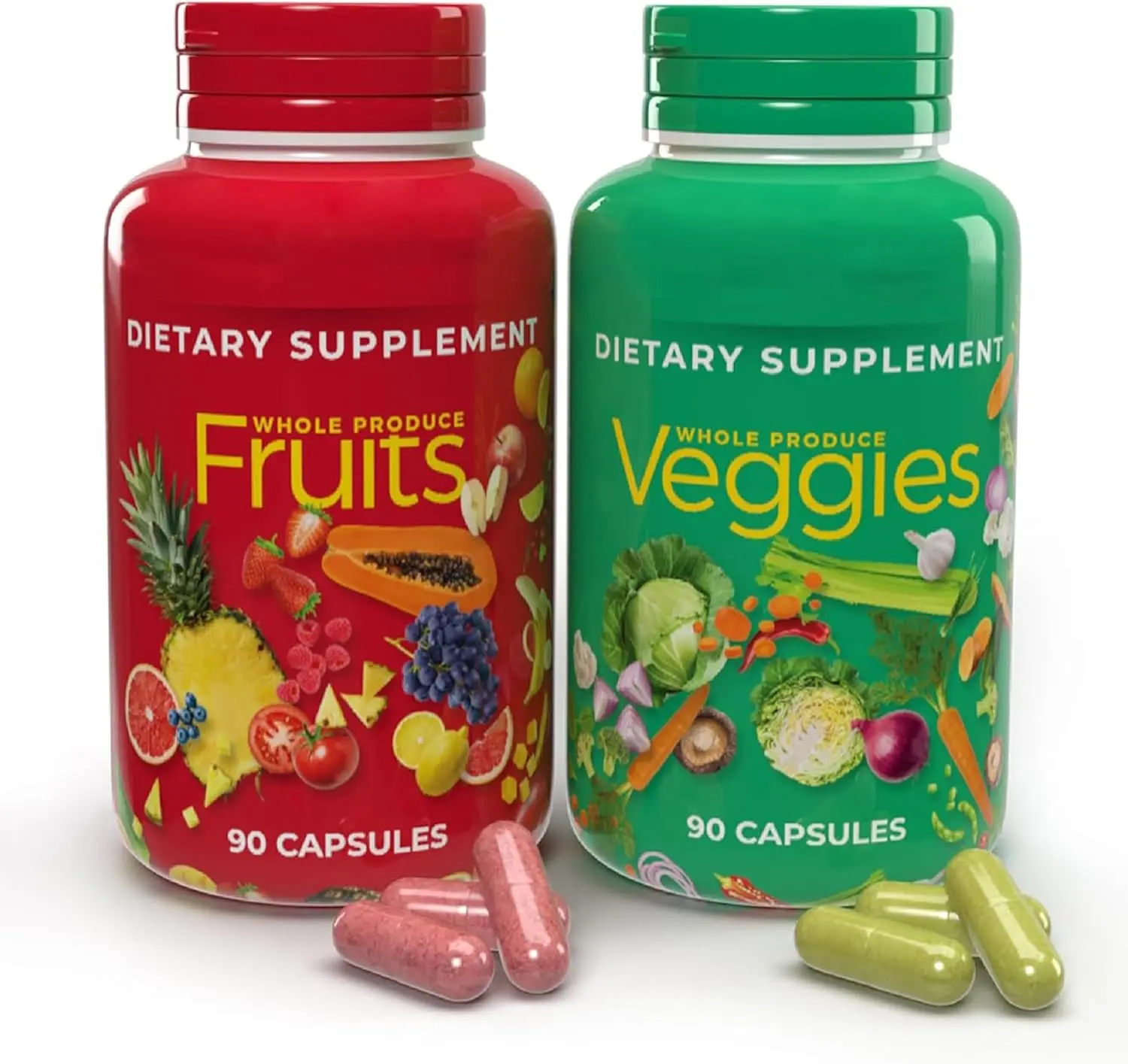 Whole Food Supplement with Superfood Fruits and Vegetables – 90 Fruit & 90 Veggie Capsules for Women, Me