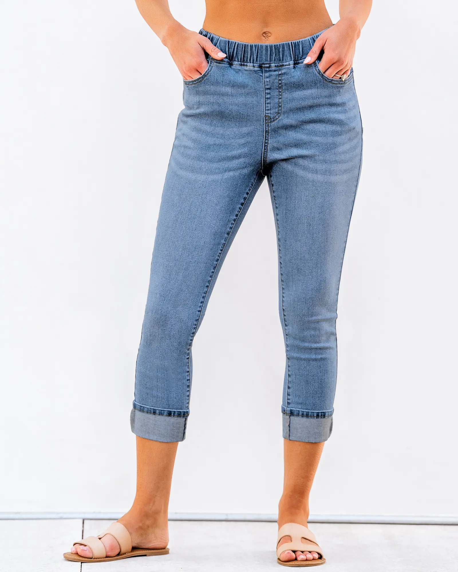 GRAPENT Women's High-Waisted Pull-On Slim Fit Jeans - Fitted Stretch Denim All-Season Capri Pants, Women's Clothes,summerwins,summeroutfits,vacationoutfits,beachoutfits,back to school shopping