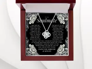 To My Soulmate Necklace, Love Necklace Gifts For Her, Wife, Girlfriend Gift Ideas, Soulmate Necklace Gift For Her, Love Necklace With Message Card, Gift For Women, Necklace With Gift Box, Valentine Gifts, Necklace Box, Gifts For Valentines Day Vday