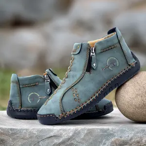 Women Workwear Boots Slip Resistant Durable Leather Outdoor Casual Shoes Boots Fashion Side Zipper Design.