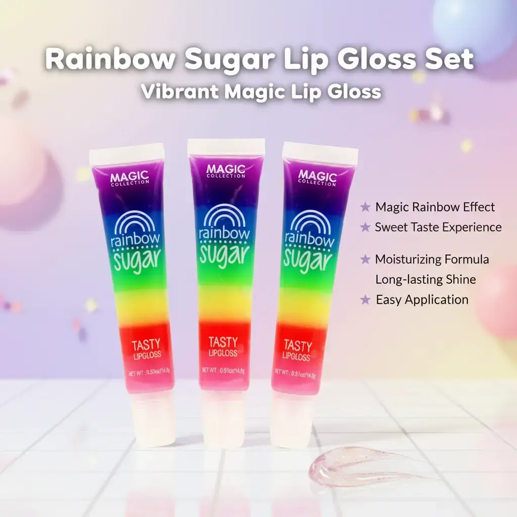 Magic Rainbow Sugar Lip Gloss – Hydrating Rainbow Shine