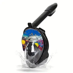 Adult Full Face Snorkel Mask, 180° Panoramic View, Leakproof Anti-Fog Design, Detachable Camera Mount, Professional Diving Gear, Goggles Mask
