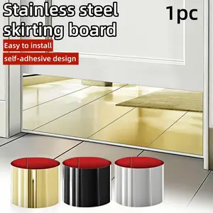 1 Roll 86x20cm Mirror Stainless Steel Baseboard Trim, Self Adhesive Metal Door Skirting Board, Indoor Outdoor Wall Door Protector, Modern Home Decor Strip, Door Protection