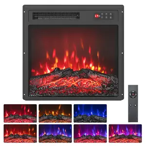 COSTWAY - 18 Inch Electric Fireplace Insert with Remote Control and 7 Realistic Flame Colors