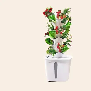 EMbr Mini Garden Tower - 6-Tier Vertical Hydroponic System with 30 Planting Pods, 20L Water Tank, Smart Socket Control, Energy-Efficient Design for Small Spaces