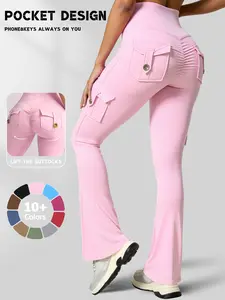 Women's High Waist Wide Leggings with Multiple Pockets, Invisible Elasticity, No Front Seam, Perfect for Gym, Yoga, Daily Wear