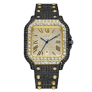 Dayand Night 42mm Iced Out Moissanite Full Diamond Luxury Quartz Watch, Men's Stainless Steel Roman Watch, Business Casual Waterproof Timepiece for Men & Women, Ideal Gift for Valentine's/Anniversary/Birthday