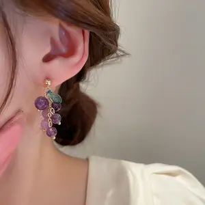 Grape Earrings Trendy Design Earrings Elegant Earrings Amethyst New Fresh Earrings
