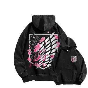 Attack on Titan Casual Washed T-Shirt, Sweatshirt, Hoodie Anime Graphic Tee Streetwear Fan Gift