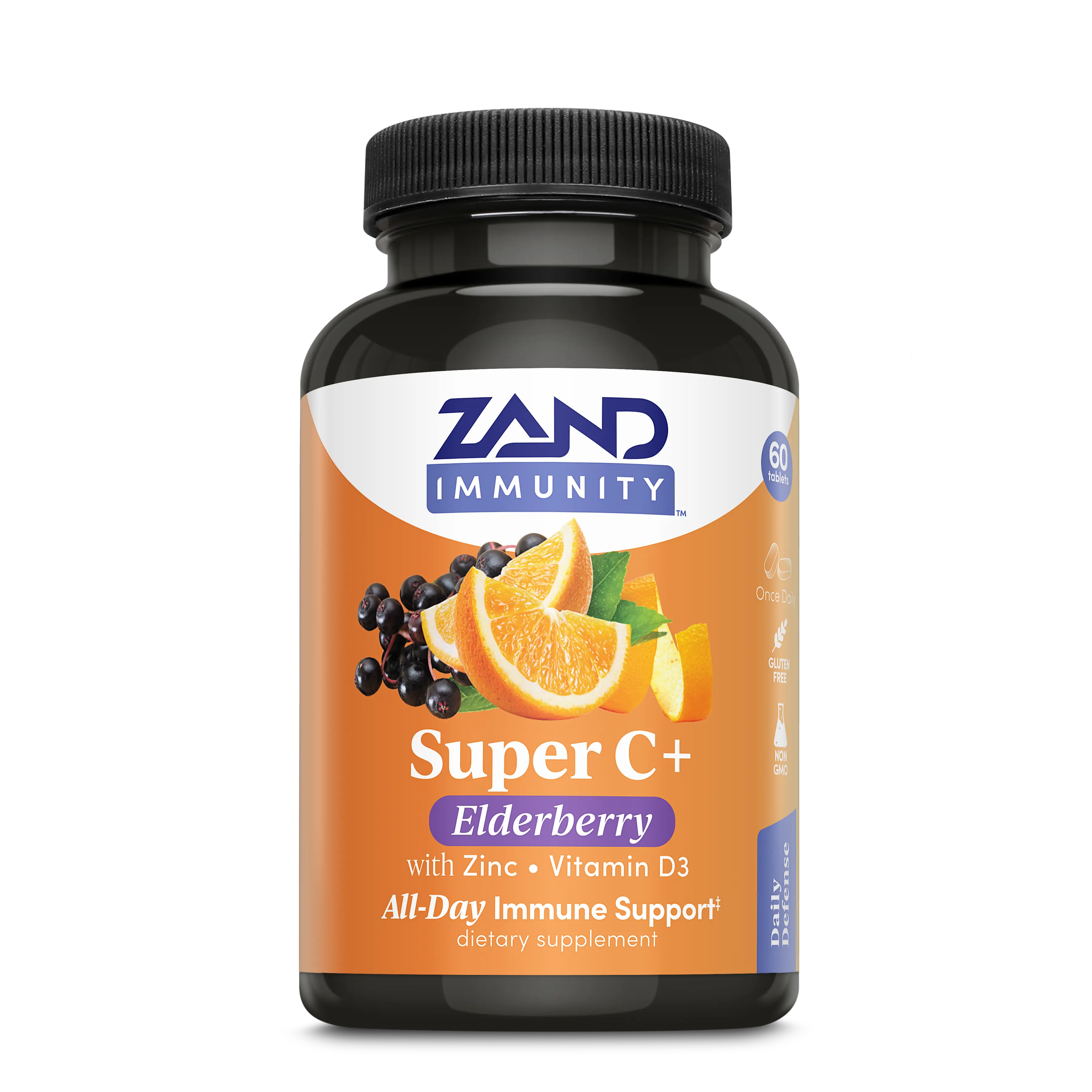 ZAND Super C+ Elderberry Tablets with PureWay-C, Vitamin D-3, Zinc, and Elderberry for Immune Support, Gluten-Free, Non-GM, 1000 mg Vitamin C - Healthcare