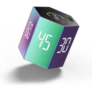 Ticktime Pomodoro Timer Cube, Hexagon Productivity Timer, Pause & Resume, Silent, Vibrate & Adjustable Sound Alert, for , Task, Work, Study, 5/15/25/30/45/60min & Custom Countdown, Purple