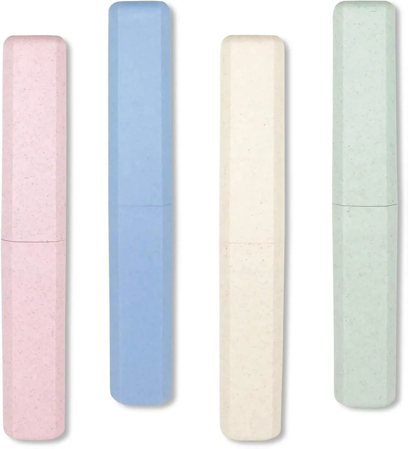 Toothbrush Holder Set, 4-Pack Sturdy Portable PP Eco-Material Fine Matte Finish Feels Secure Breathable Covered Plastic Box (7.9x1.2x0.8in) - Tooth Brush Holder for Travel, Great for Home & School Bathroom Supplies