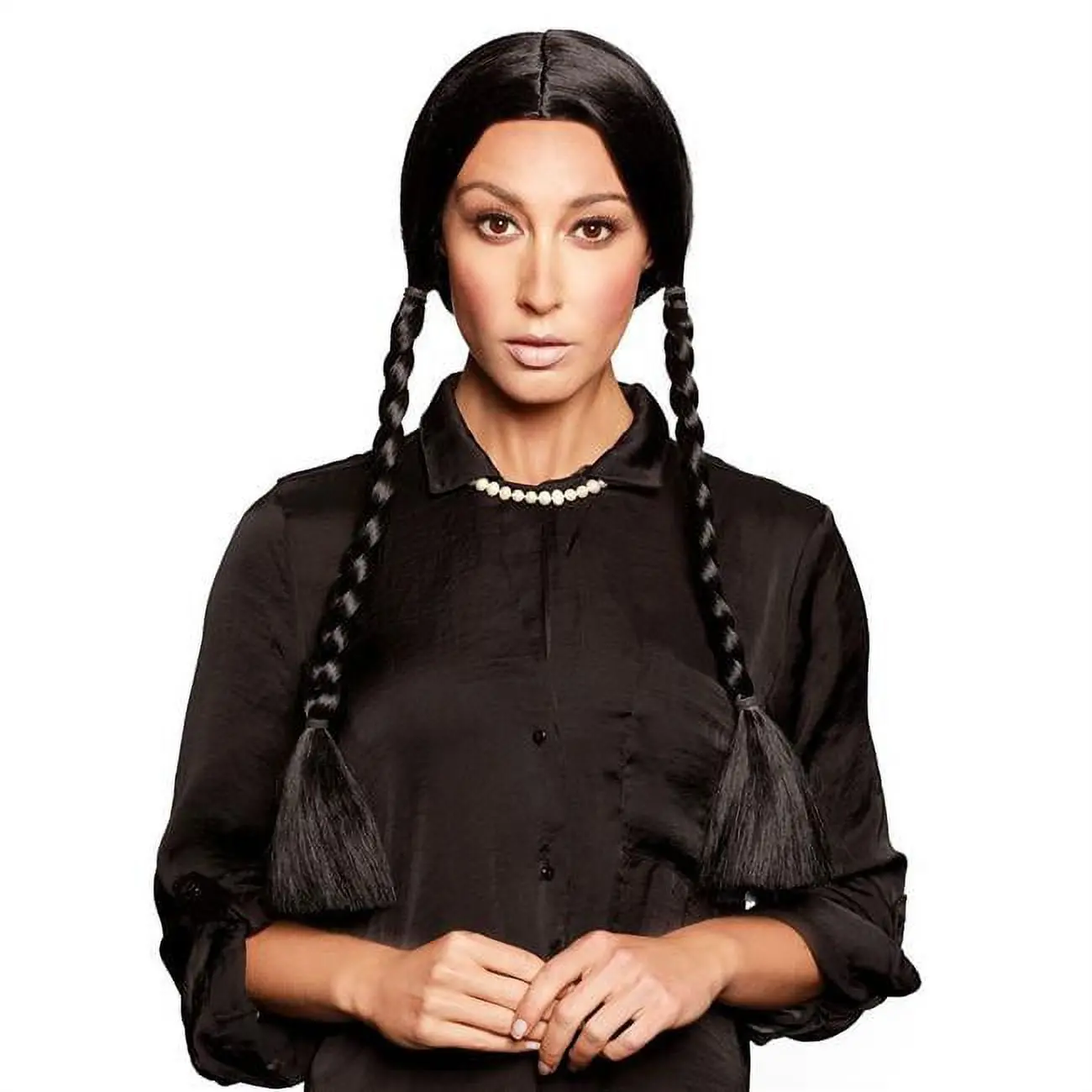 Enigma 00108 BLK Synthetic Hair Costume Wig - Black, 1 Size, for Wednesday Adams Family Themed Outfits