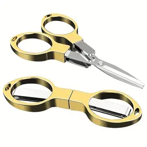 Portable Stainless Steel Folding Scissors, Mini Safety Multifunctional Retractable Scissors, Cutting Tool for Office School Travel