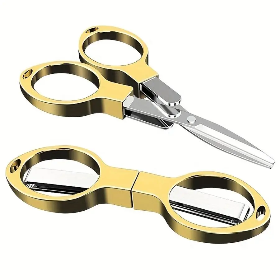 Portable Stainless Steel Folding Scissors, Mini Safety Multifunctional Retractable Scissors, Cutting Tool for Office School Travel