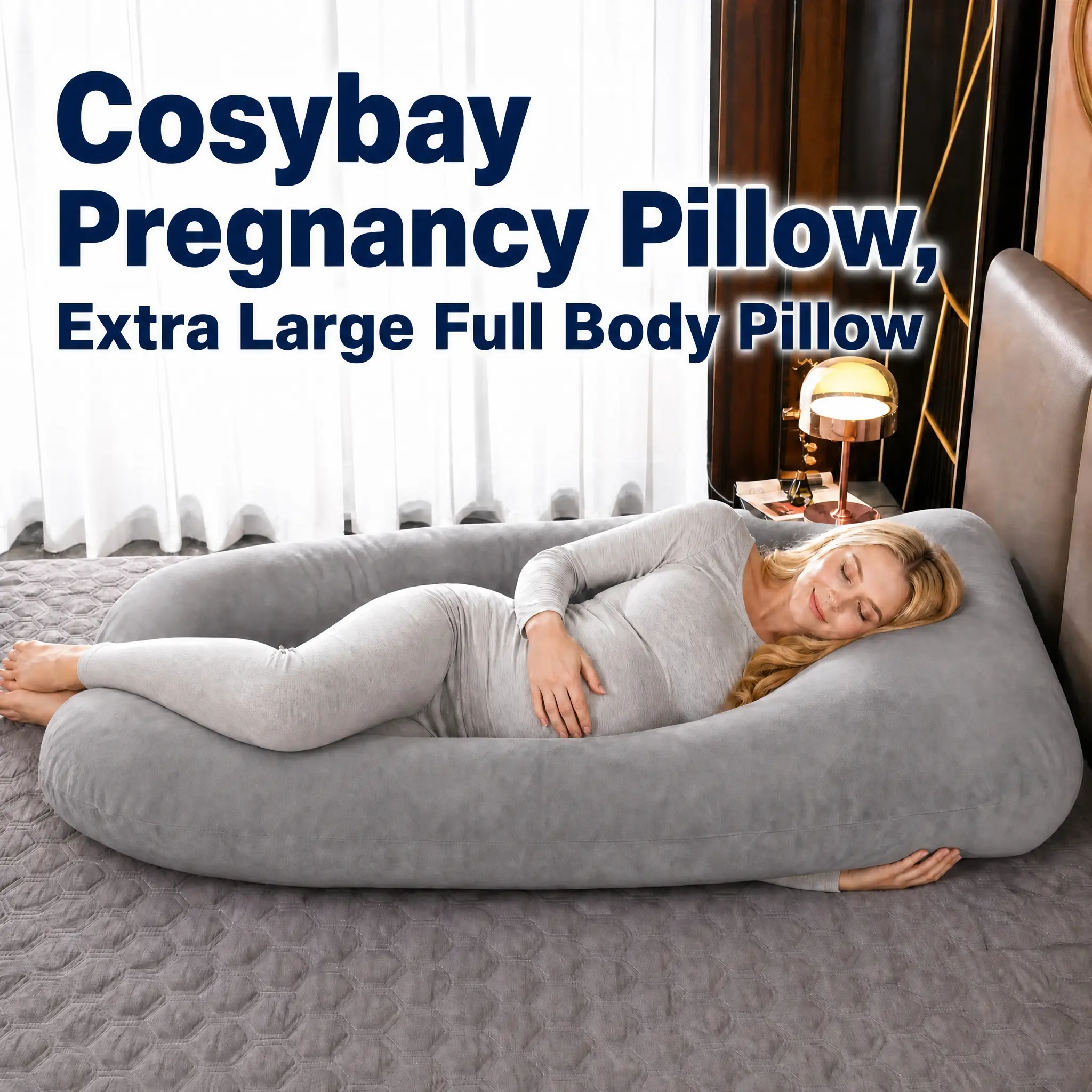 Cosybay Pregnancy Pillow, Extra Large Full Body Pillow,Full Body 55 Inch Maternity Pillow with Removable Washable Cover - Sleep Support for Legs, Back, Neck, Shoulder, Belly for Pregnent Women, Pregnancy Pillow for Wife,Maternity Pillow #fathersday