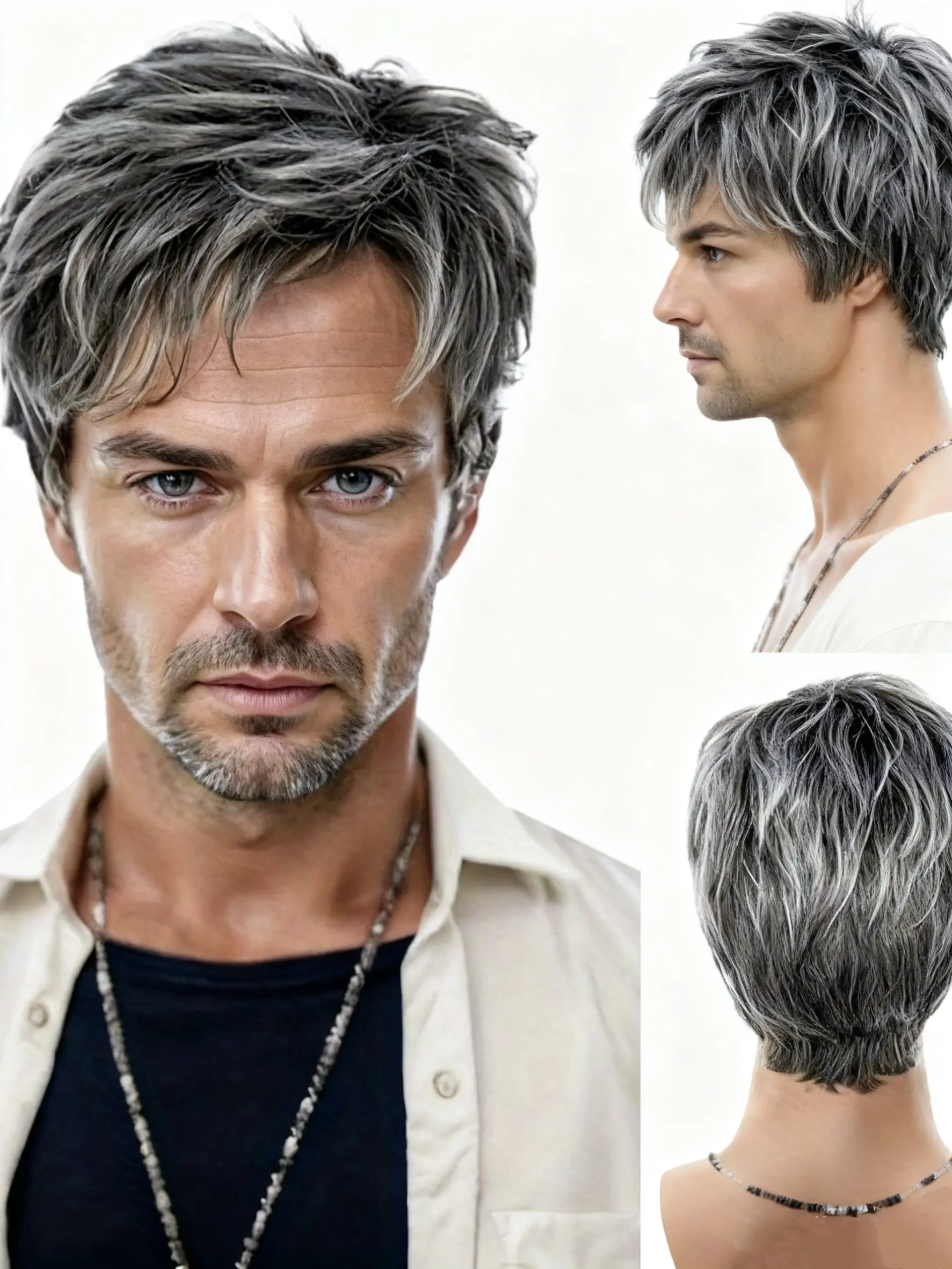 Men's Natural Fluffy Synthetic Layered Short Straight Fashion Wig, Comfortable Easy Care, Perfect for Daily Use and Parties, All Seasons, Fluffy Hair Wigs