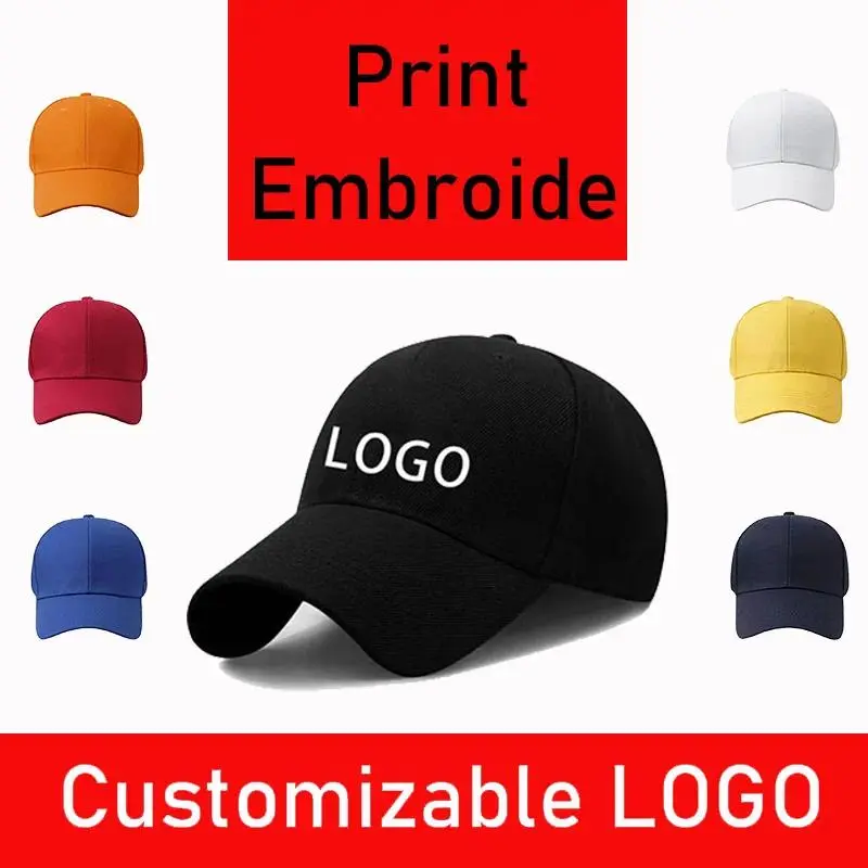 Customized LOGO Men's And Women's Adjustable Baseball Cap Printed Embroidery Peaked Cap Casual Solid Color Hip-Hop Hat