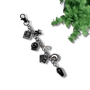 Witches Spell E-reader Chain Bookish Clip-On Accessory for Kindle Tablet or Other Device | Spell Books, Tarot Cards, Coffins and Crystal Ball | Bookish Accessory