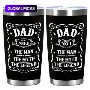 Funny Dad Quote “Dad is a real man”Design 20oz Stainless Steel Cup, Stainless Steel Tumbler, Thermos Cup with Lid ,Reusable Drinking Cup, Water Bottle for Iced Coffee, Beer, Juice, Milk, Cold Drinks, Gift for Coffee Lovers, Friend, Family