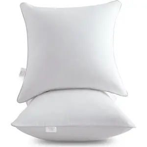22 x 22 Throw Pillow Inserts (Set of 2) with  Cotton Cover - 22 Inch Square Interior Sofa Decorative Pillow Insert Pair - White Couch Pillow