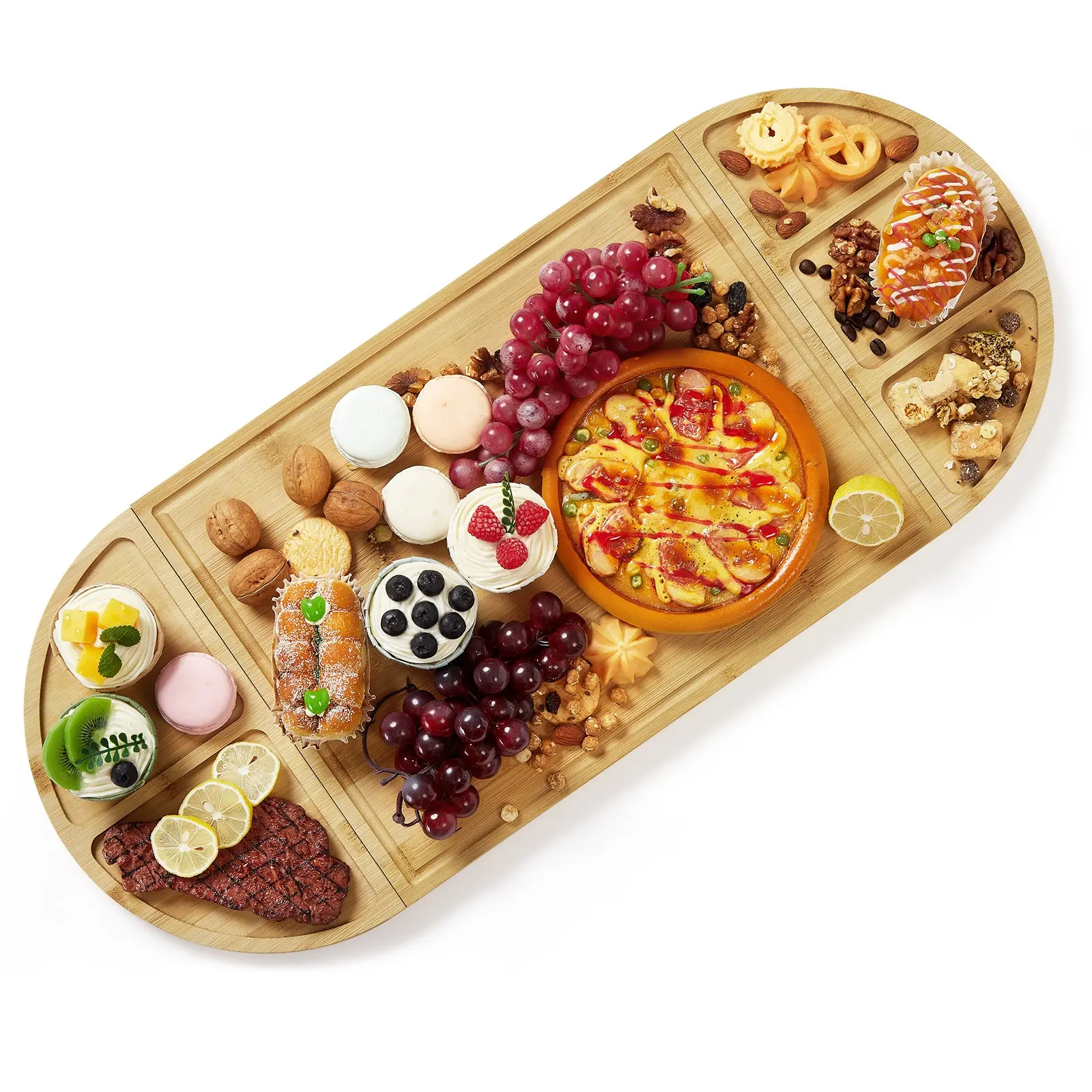 【GARVEE】3 Piece Magnetic Bamboo Cheese Board Set, Large Wood Cutting Board with Deep Juicy Groove for Kitchen, Meal Prep Cutting Board, Chopping Board Set with Storage for Entertaining