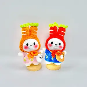 Handmade Crochet Miffy Bunny with Carrot Hat – Amigurumi Plush Toy, Cute Bunny Doll, Kawaii Gift for Kids & Collectors