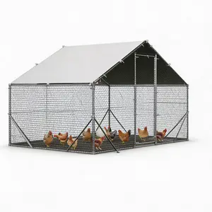 Heavy Duty Walk-In Metal Chicken Coop and Dog Kennel - Large Outdoor Poultry & Pet Enclosure with Secure Yard, Waterproof Anti-UV Cover, Fits 6-10 Chickens or Large Dogs