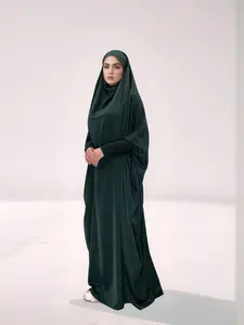 Plain Shirred Cuff Batwing Sleeve Abaya, Maxi Kaftan Dress Loose Abayas, Pakistani Outfits, Muslim Clothes for Women