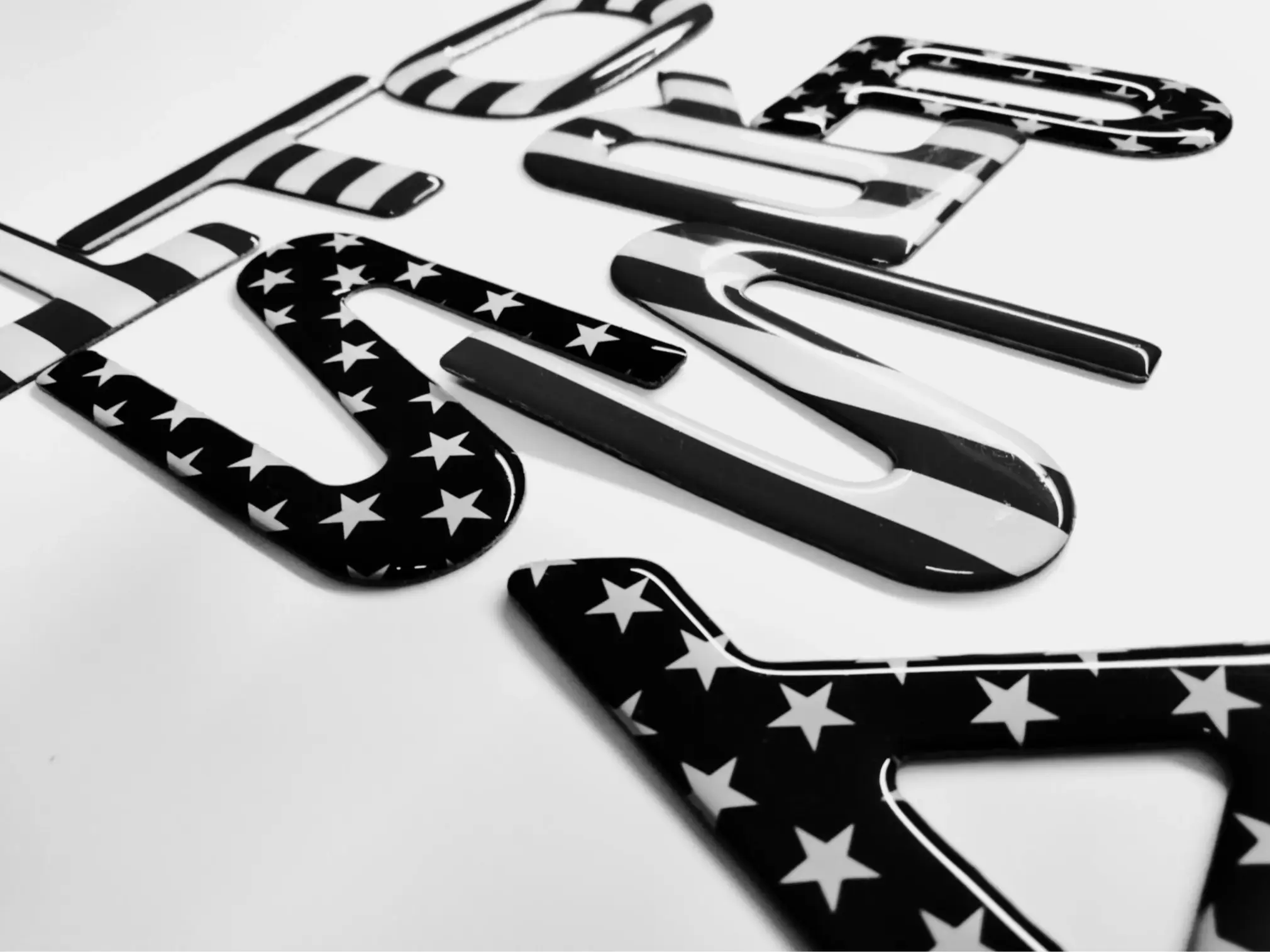 Compatible with 2026 & up PASSPORT BACK US FLAG BLACKOUT 3D Raised Domed Polyurethane Coated Tailgate Letters/Inserts US Made