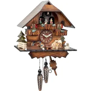 212 MAIN Alexander Taron 470QMT Engstler Full-Size Wood Crafted Battery-Operated Cuckoo Clock - Home Decoration, Gift Option with Music Play Function, Wooden, Quartz Movement