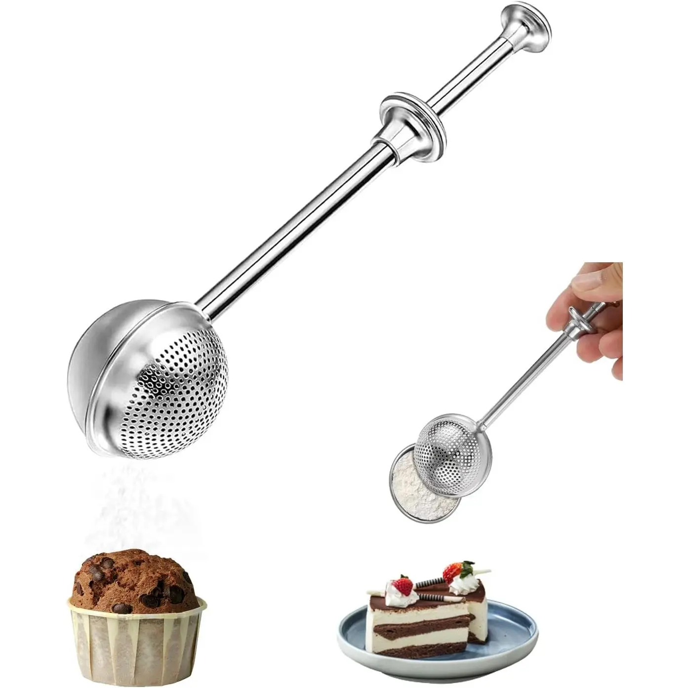 Reversible tea filter, Long Handle Single-Side Hole Tea Infuser Filter for Loose Tea Brewing