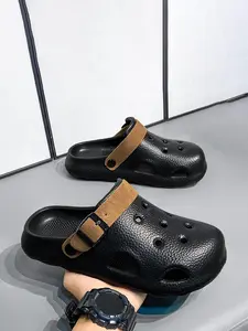 Men's Casual Plain Color Slides, Comfortable Non-slip Slippers for Indoor Outdoor Wear, Breathable Comfortable Clogs for Daily Wear, Boy