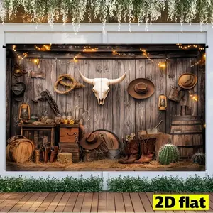 Western Cowboy Decorative Background Banner, Polyester Fabric Home Decoration, Festival Party Supplies, Photography Backdrop, Outdoor Party Photo Prop