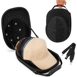 Hat Travel Case, Hat Carrier Travel Case with Adjustable Shoulder Strap, Hat Organizer Baseball Caps Holder for 6 Baseball Caps, Perfect for Traveling & Home Storage, Small