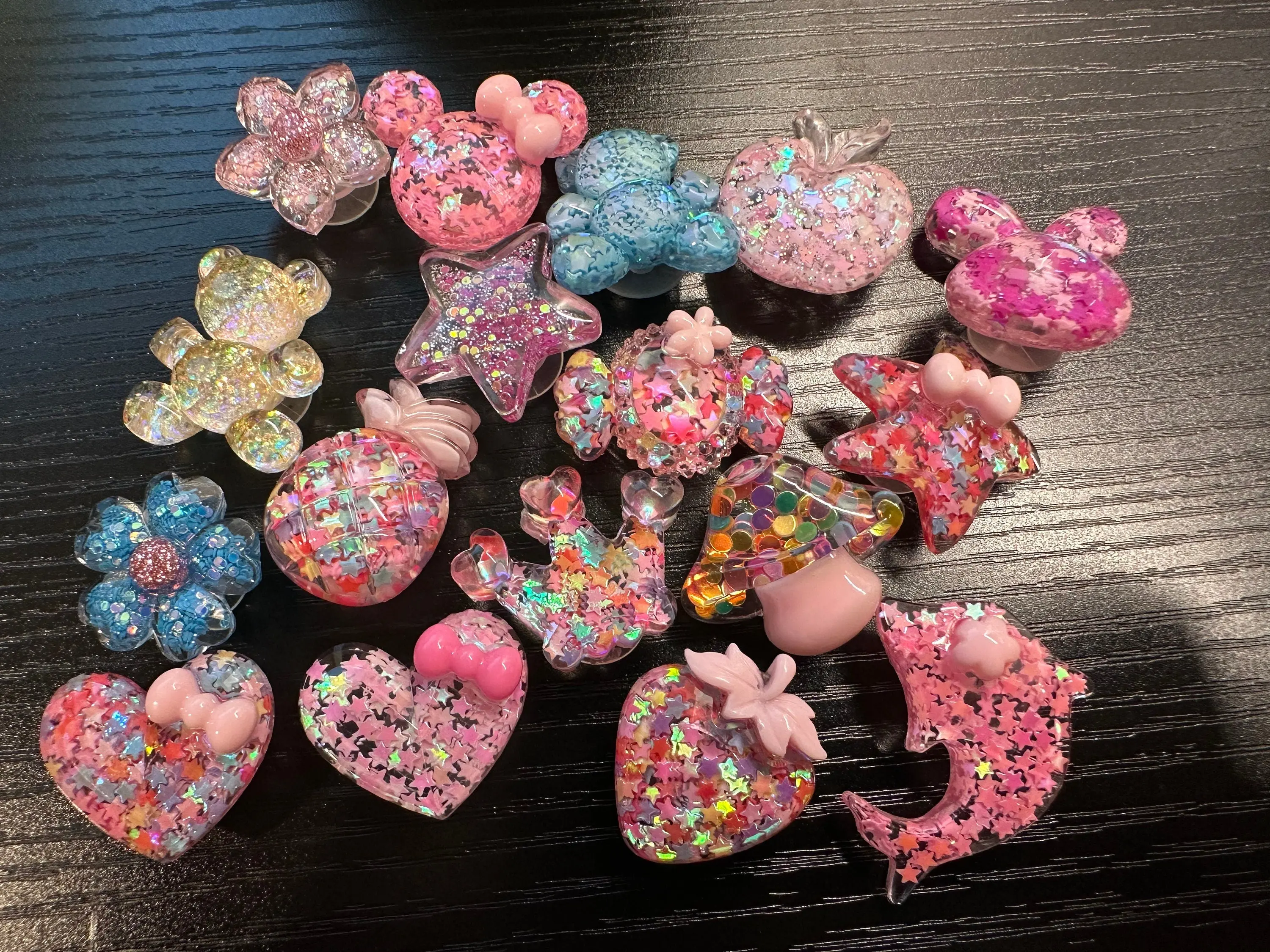 Bling Bling sequin star Aurora Glitter Resin charms for DIY Unique Special Croc Shoes
