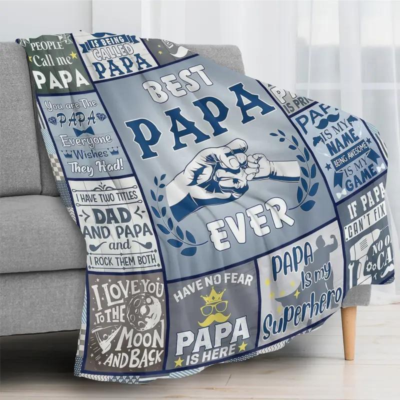 Dad-themed collage flannel blanket—ultra soft, cozy throw with heartwarming dad quotes and designs; a perfect gift for Dad for snuggling and adding a sentimental touch to his room.